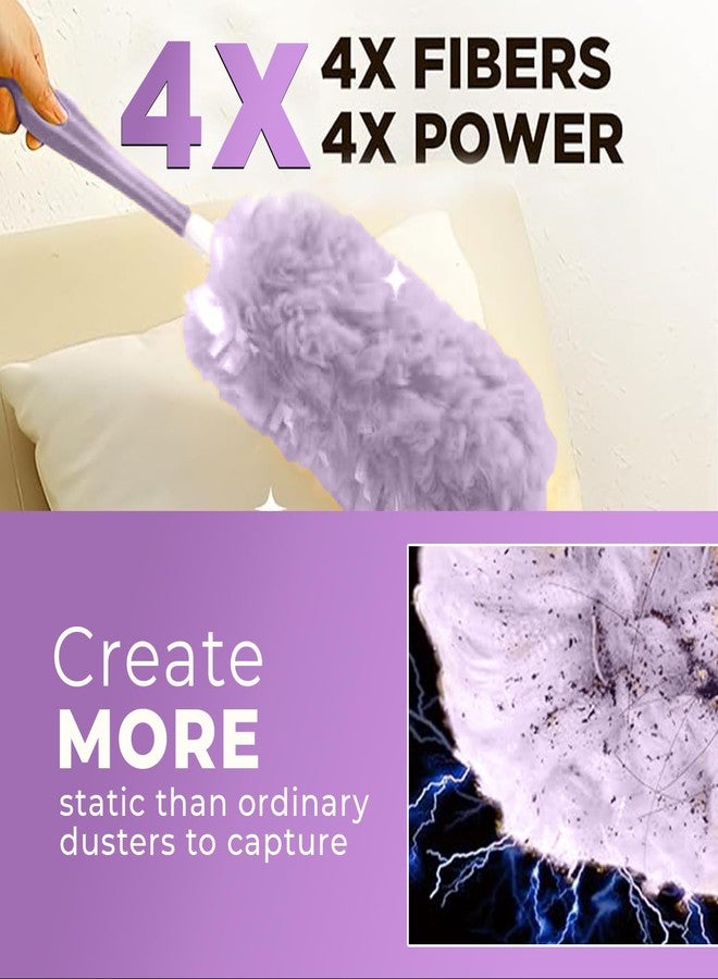 MAXOSHINE Microfiber Feather Duster for Home Cleaning with 5 Refills-Multipurpose Dusting Brush with Bendable Head Ideal for Cleaning AC Vents Car Blinds Furniture Hard-to-Reach Gaps (Purple, Small Handle) - Image 2
